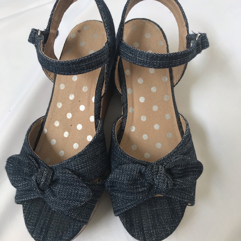 Girls size 1 Denim wedge sandals